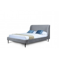 Manhattan Comfort S-BD003-FL-GY Heather Full-Size Bed in Velvet Grey and Black Legs